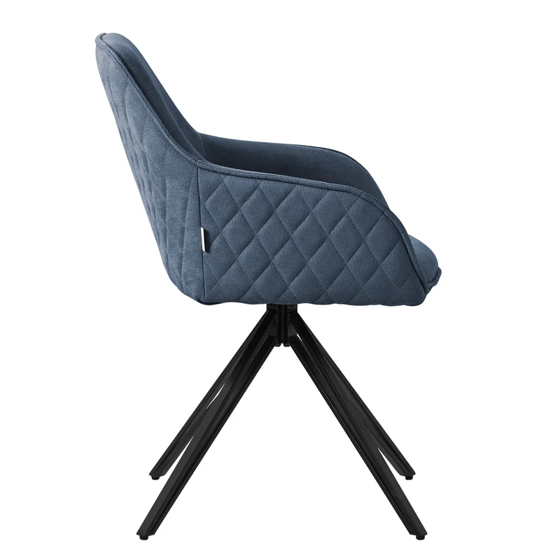 Esszimmerstuhl drehbar Blau aus Textil Webstoff Küchenstuhl mit Rücken- und Armlehne ML-Design