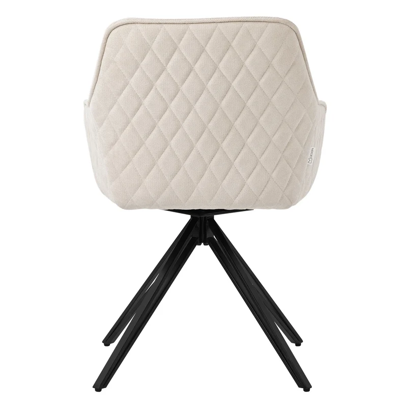 Esszimmerstuhl drehbar Creme aus Textil Webstoff mit Rücken- und Armlehne ML-Design