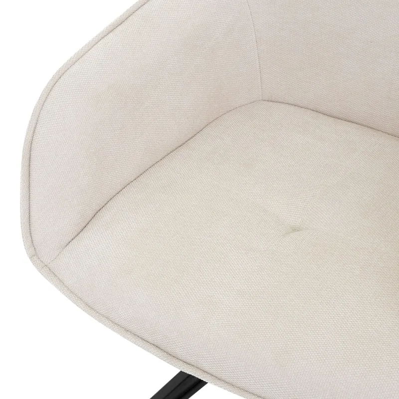 Esszimmerstuhl drehbar Creme aus Textil Webstoff mit Rücken- und Armlehne ML-Design