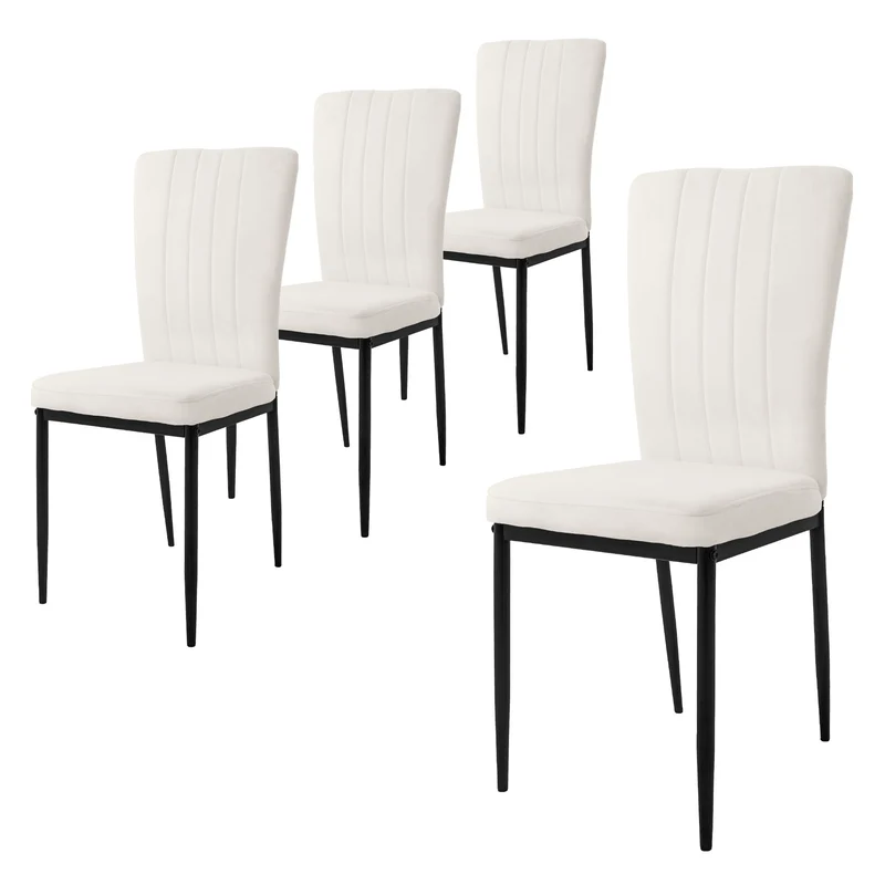 Esszimmerstuhl 4er Set mit Samtbezug und Metallbeinen Küchenstuhl ML-Design