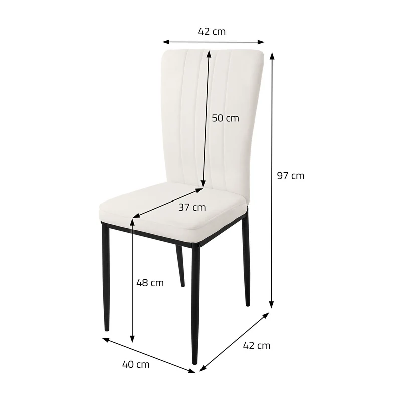 Esszimmerstuhl 4er Set Weiß mit Samtbezug und Metallbeinen Küchenstuhl ML-Design