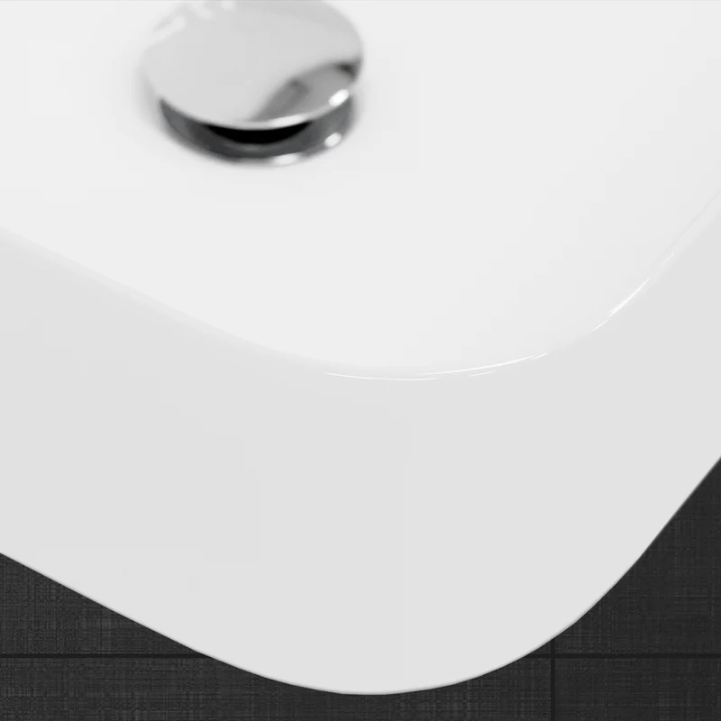 Waschbecken Eckig ohne Überlauf 39x39x14 cm Weiß aus Keramik LuxeBath