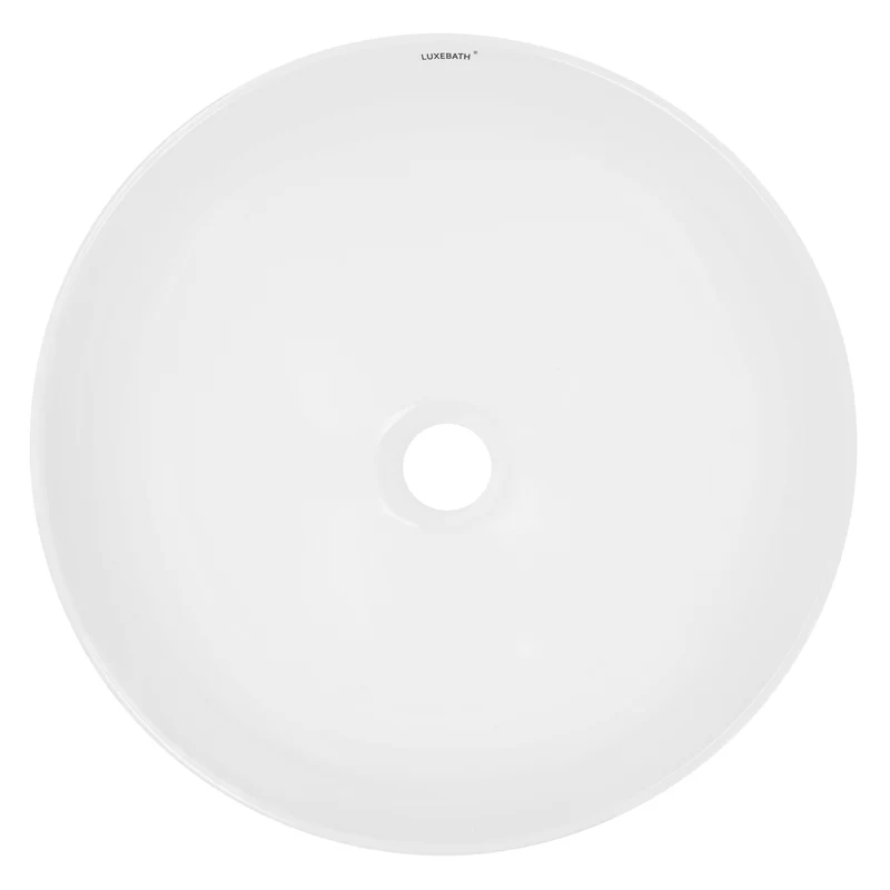 Waschbecken Rund ohne Überlauf Ø 40x14,7 cm Weiß aus Keramik LuxeBath