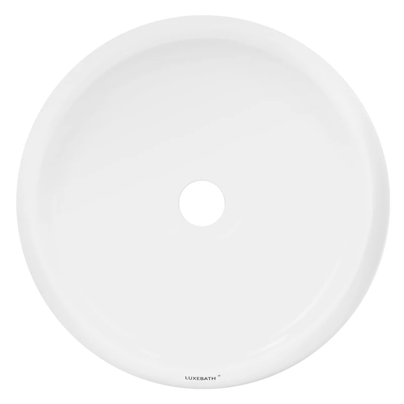 Waschbecken Rund ohne Überlauf Ø 35x12 cm Weiß aus Keramik LuxeBath