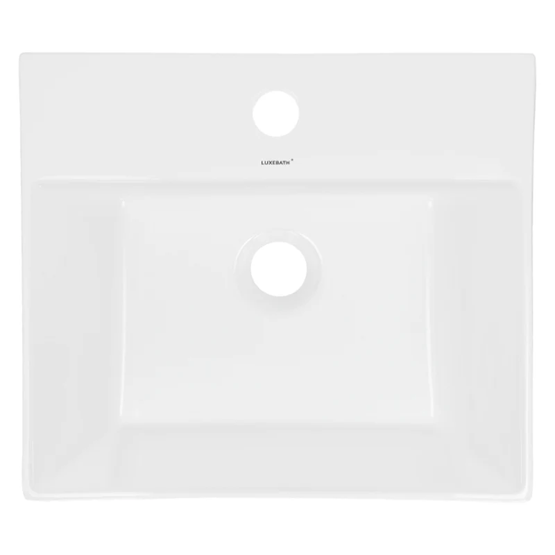 Waschbecken Eckig mit Überlauf 41,5x36x13 cm Weiß aus Keramik LuxeBath