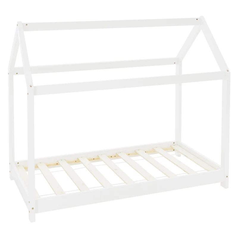 ML-Design | Kinderbett mit/ohne Matratze aus Kiefernholz Hausbett Holzbett mit Dach und Lattenrost