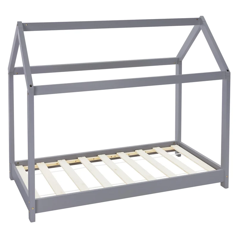 ML-Design | Kinderbett mit/ohne Matratze aus Kiefernholz Hausbett Holzbett mit Dach und Lattenrost