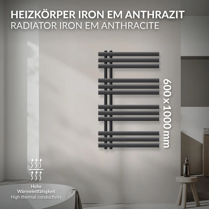 Badheizkörper Iron EM 600x1000 mm Anthrazit