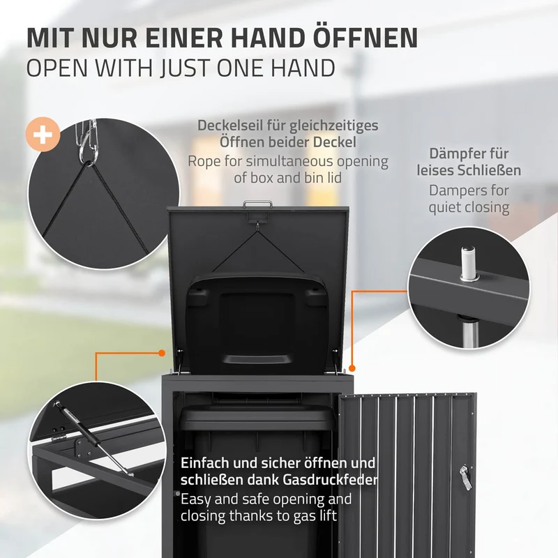 Mülltonnenbox 1er bis 240L 68x80x120 cm aus Stahl in Rostoptik ML-Design