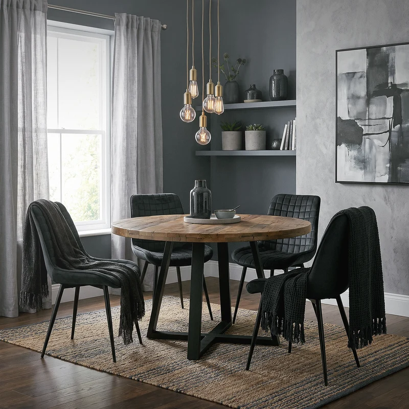 Esszimmerstuhl 6er Set Schwarz mit Samtbezug und Stahlbeinen Küchenstuhl mit Rückenlehne ML-Design
