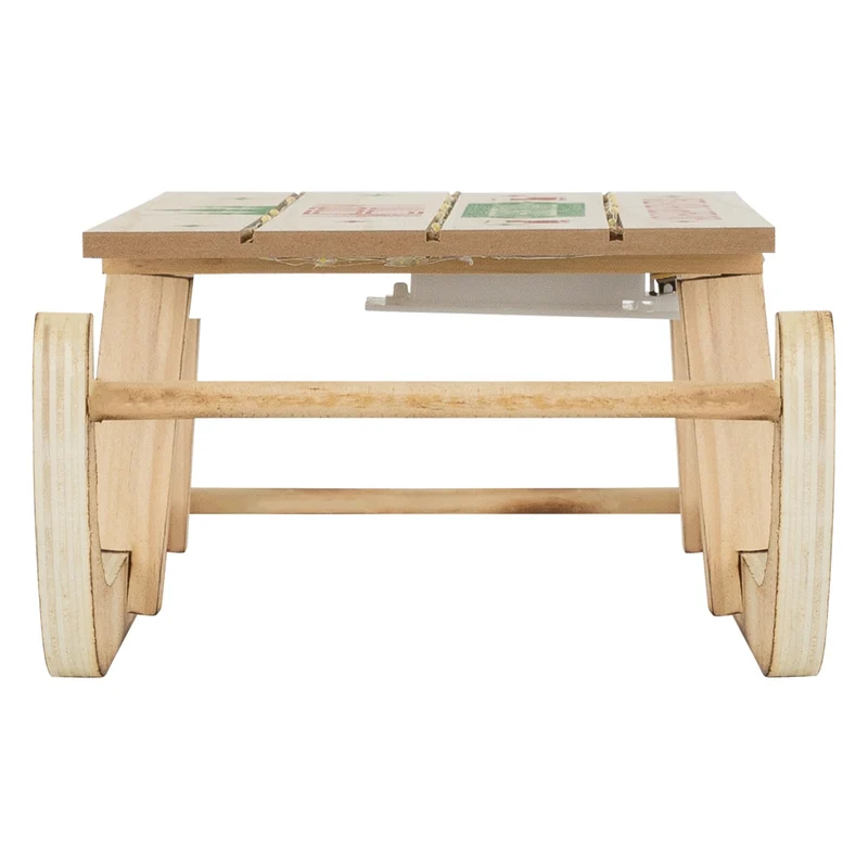 Deko Schlitten aus Holz mit LEDs und Timerfunktion 60 cm lang Weihnachtsschlitten