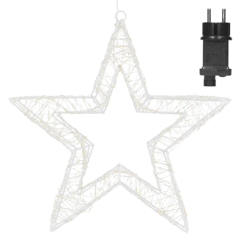 LED Weihnachtsstern 50 cm mit 1440 warmweißen LEDs und Timer aus Metall für Innen und Außen IP44 Spritzwassergeschützt