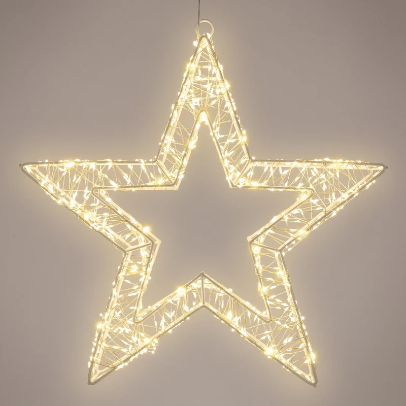 LED Weihnachtsstern 50 cm mit 1440 warmweißen LEDs und Timer aus Metall für Innen und Außen IP44 Spritzwassergeschützt