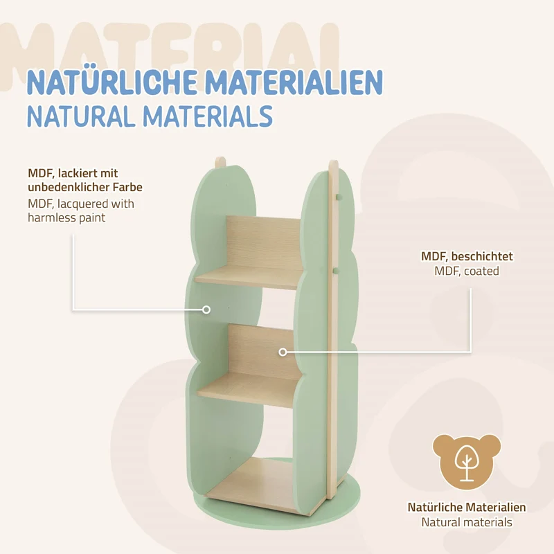 Kinder Bücherregal Baum-Form Grün/Natur mit 5 Regale Joyz