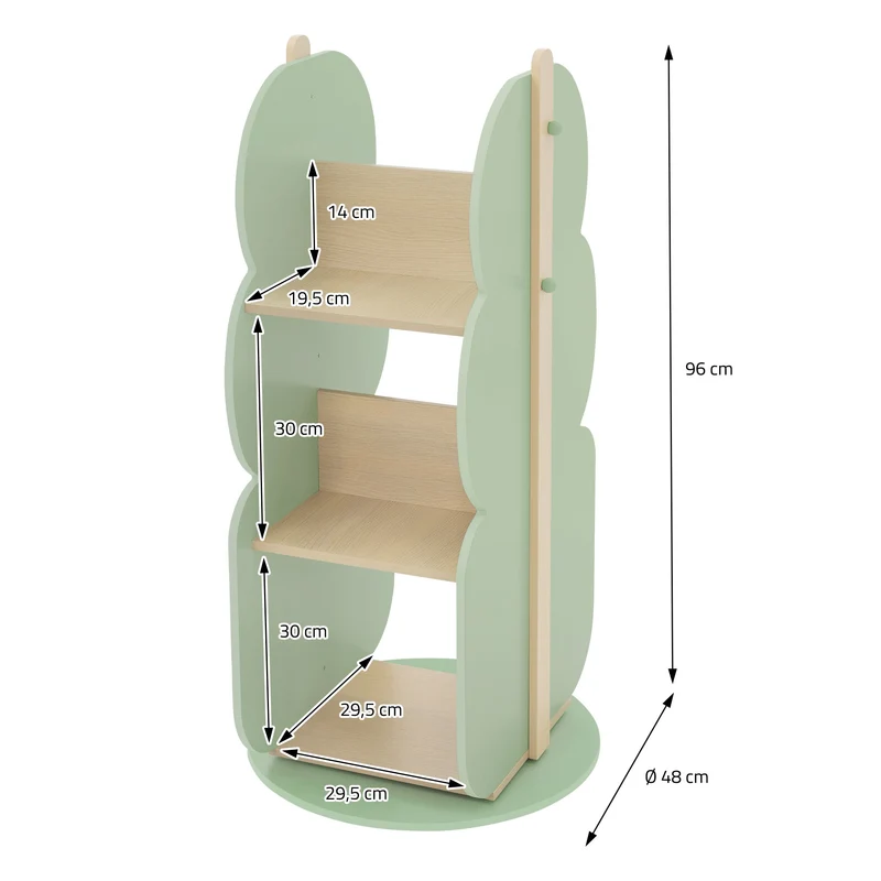 Kinder Bücherregal Baum-Form Grün/Natur mit 5 Regale Joyz