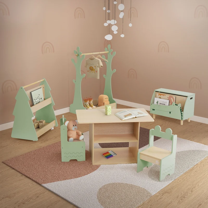 Kindersitzgruppe 3-teilig mit Tisch und 2 Stühlen aus Holz Joyz