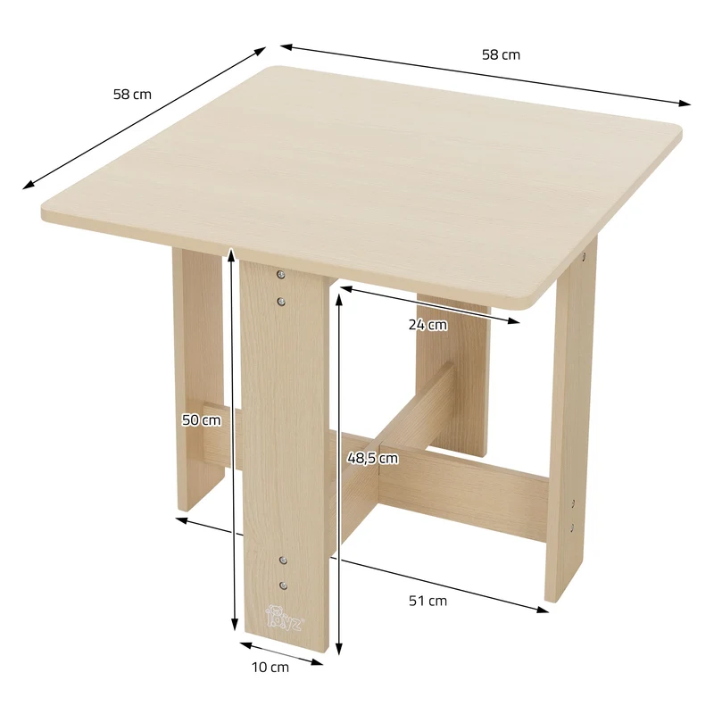 Kindersitzgruppe 5-teilig mit Tisch und 4 Stühlen aus Holz Joyz