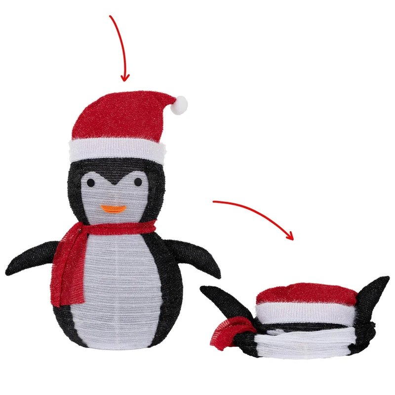 LED Weihnachtspinguin 68cm hoch mit Mütze und Schal Gartenfigur Weihnachtsdeko mit 30 warmweißen LEDs