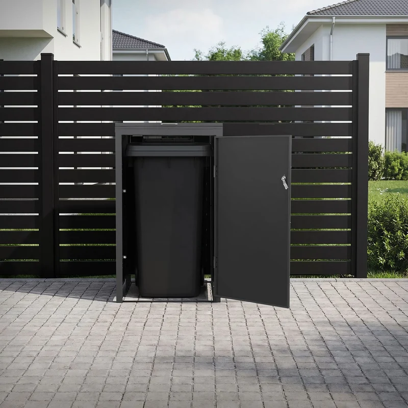 Mülltonnenbox 1er bis 240L 68x80x120 cm aus Stahl in Rostoptik ML-Design