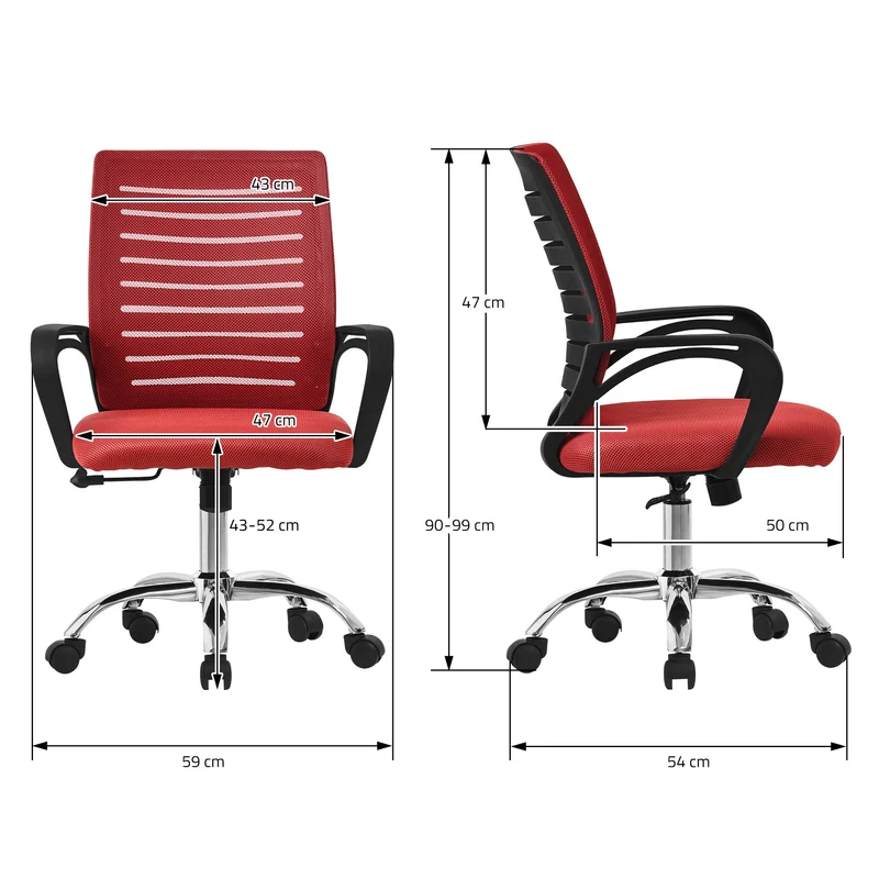 Ergonomischer Bürostuhl mit Armlehnen Netzgewebe Rot mit Rollen ML-Design