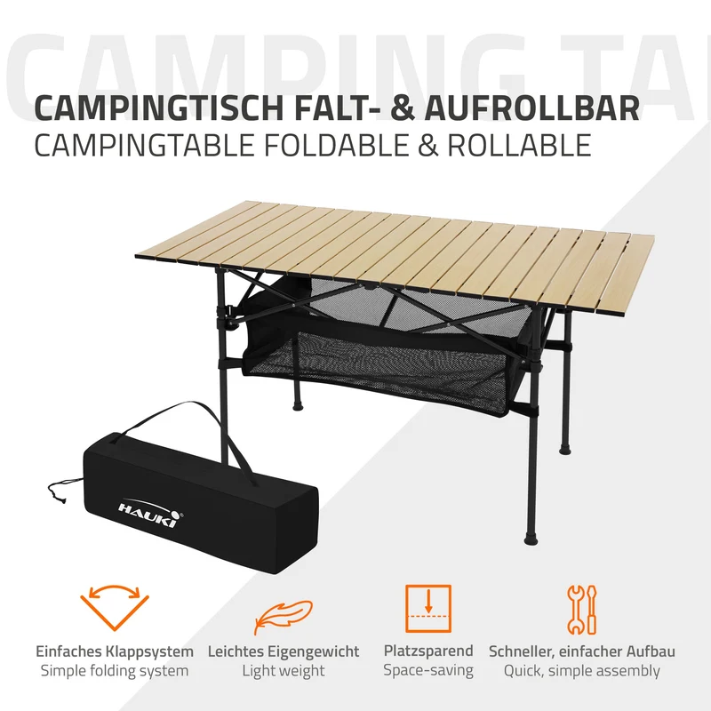 Campingtisch klappbar 118x55x64,5 cm Beige aus Aluminium Hauki