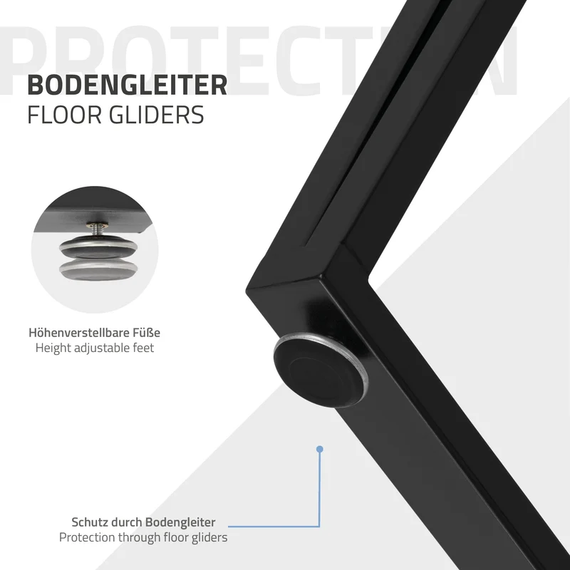 2 Stück Tischbeine B50xH71,5 cm Tischkufen rechteckige Form Stahl pulverbeschichtet Schwarz ML-Design