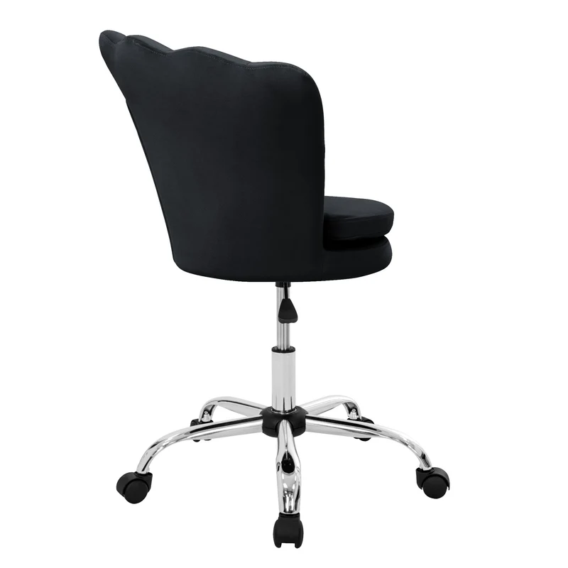 Bürostuhl mit Rollen und Rückenlehne Muscheldesign 68x68 cm Schwarz aus Samt Schminktisch Stuhl ML-Design