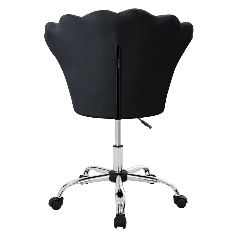Bürostuhl mit Rollen und Rückenlehne Muscheldesign 68x68 cm Schwarz aus Samt Schminktisch Stuhl ML-Design