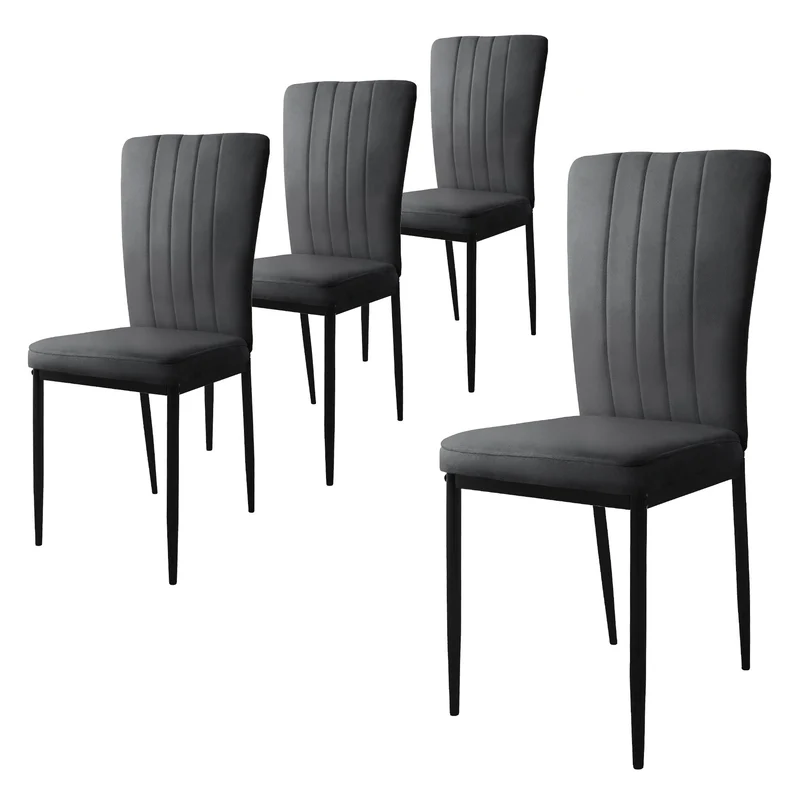 Esszimmerstuhl 4er Set mit Samtbezug und Metallbeinen Küchenstuhl ML-Design