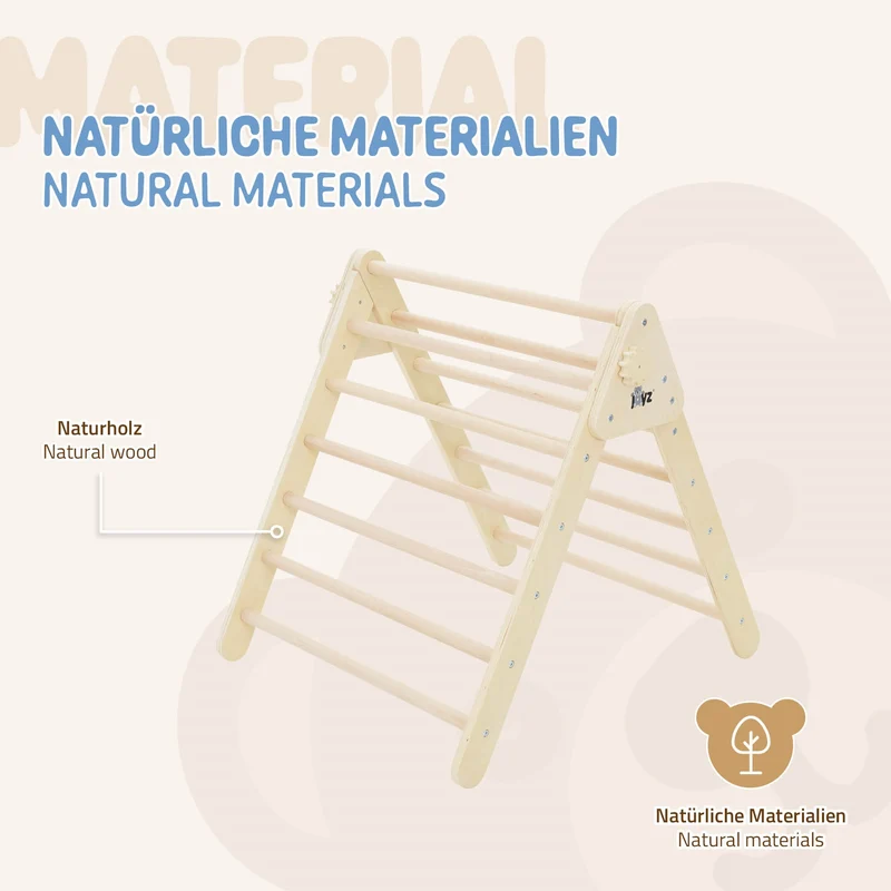 Kletterdreieck für Kinder ab 2 Jahre 73x72x60 cm Natur aus Holz Joyz