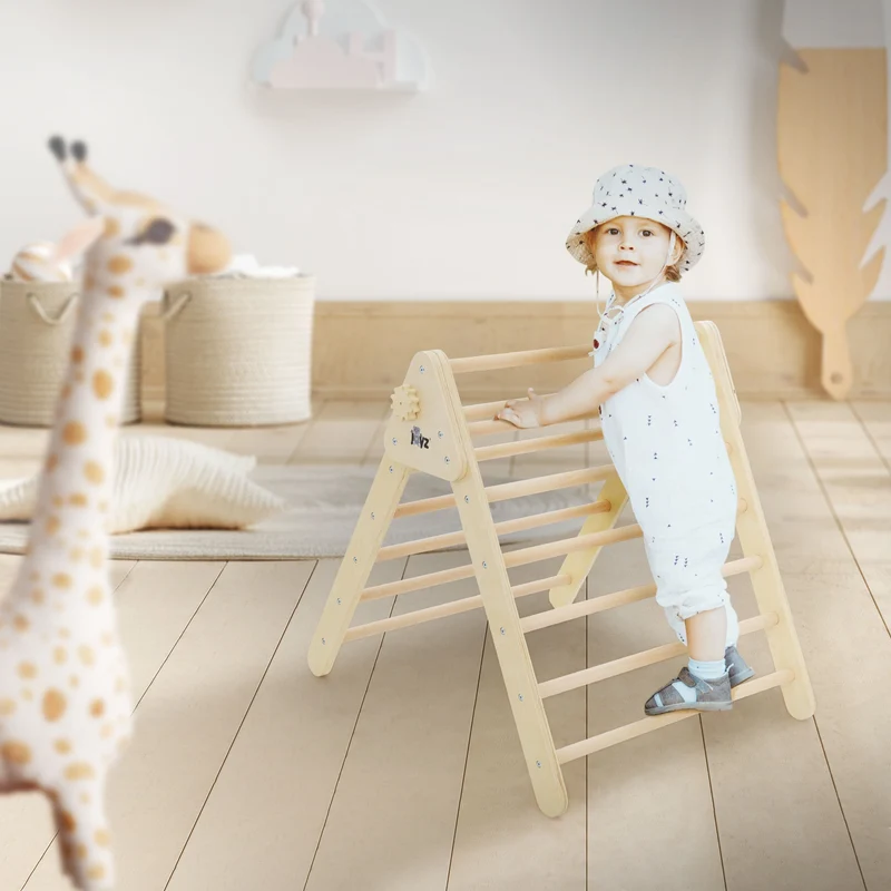 Kletterdreieck für Kinder ab 2 Jahre 73x72x60 cm Natur aus Holz Joyz
