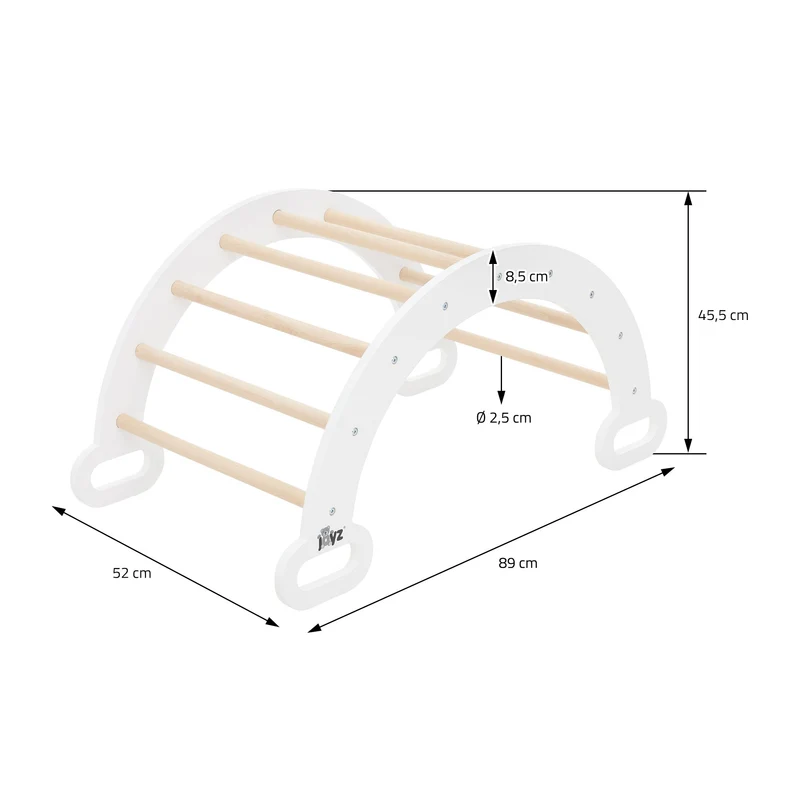 Kletterbogen für Kinder 89x52x45,5 cm Natur/Weiß aus Holz Joyz