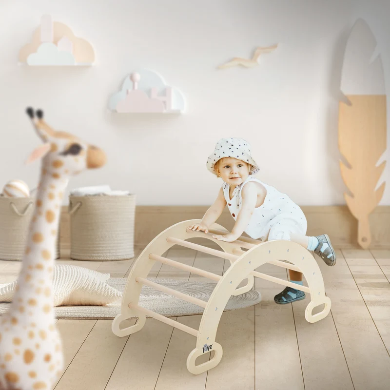 Kletterbogen für Kinder 89x52x45,5 cm Natur aus Holz Joyz