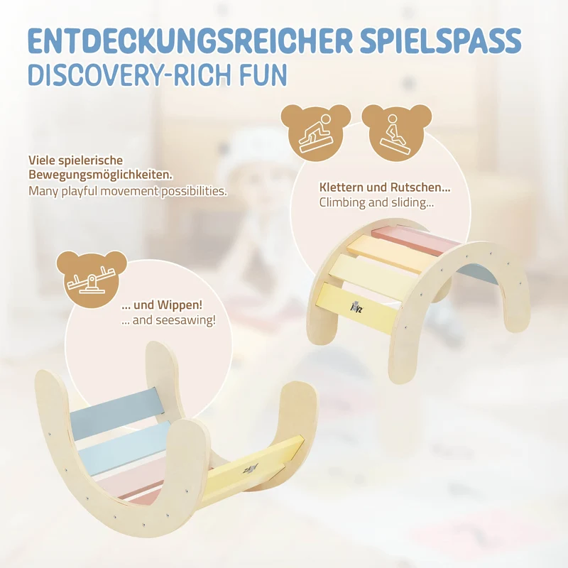 Kletterbogen für Kinder 74x41x38,5 cm Mehrfarbig aus Holz Joyz