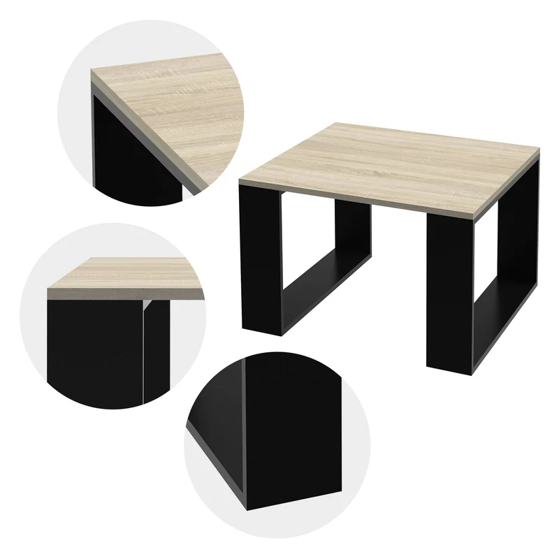 Couchtisch 65x65x40 cm Eiche-Optik/Schwarz ML-Design