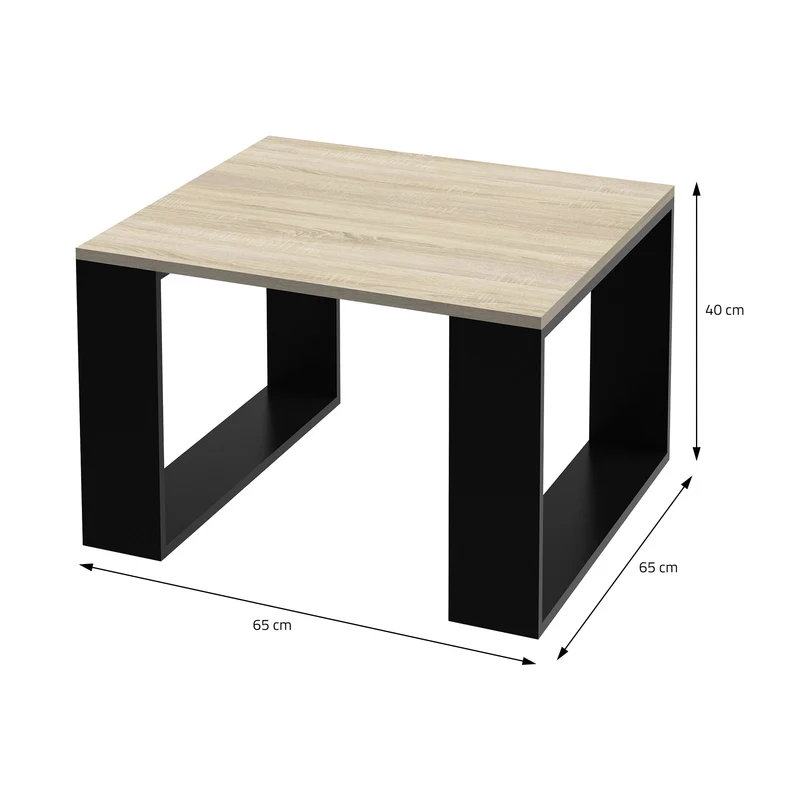 Couchtisch 65x65x40 cm Eiche-Optik/Schwarz ML-Design