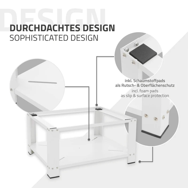 Waschmaschinen Untergestell Unterschrank 63x54x32 cm mit Ablage in Weiß ML-Design