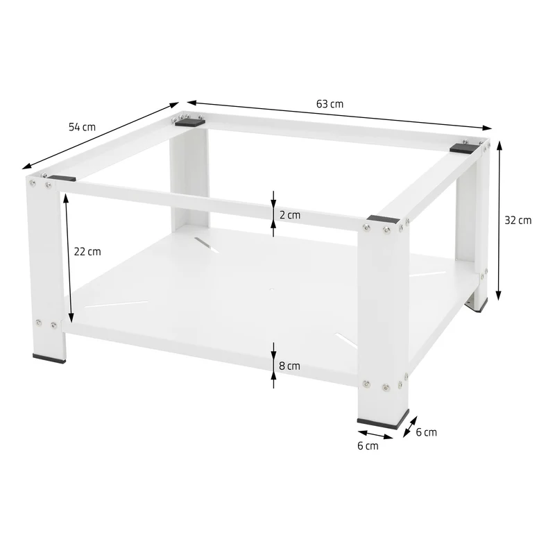Waschmaschinen Untergestell Unterschrank 63x54x32 cm mit Ablage in Weiß ML-Design