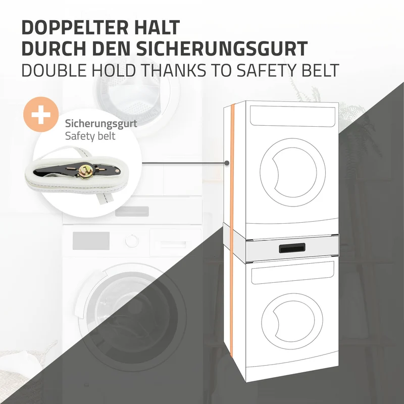 Zwischenbaurahmen für Waschmaschine Verbindungsrahmen mit Schublade 60,5x54 cm in Weiß ML-Design