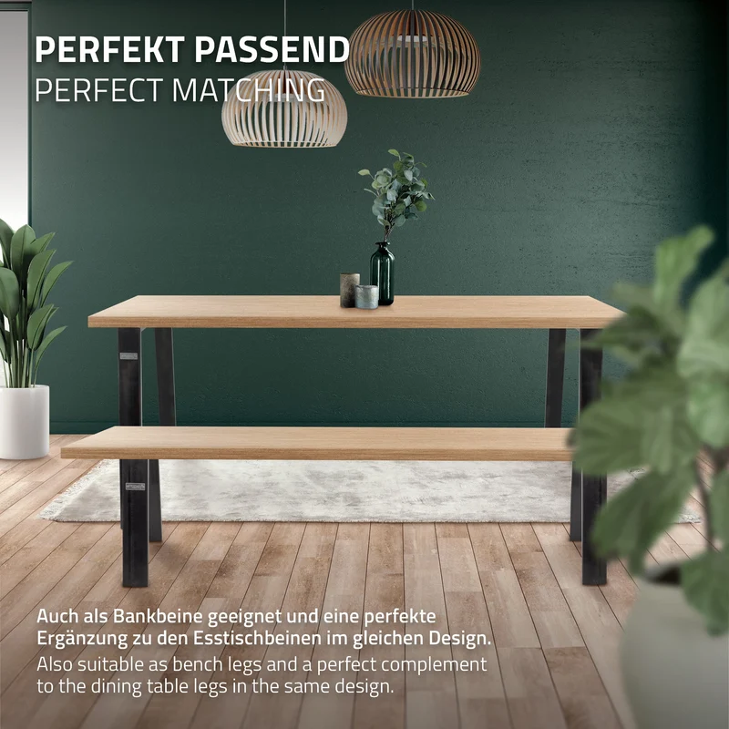 2er Set Tischbeine Bankkufen Loft 44x42 cm Industrial Profil 8x2cm Stahl U-Form ML-Design