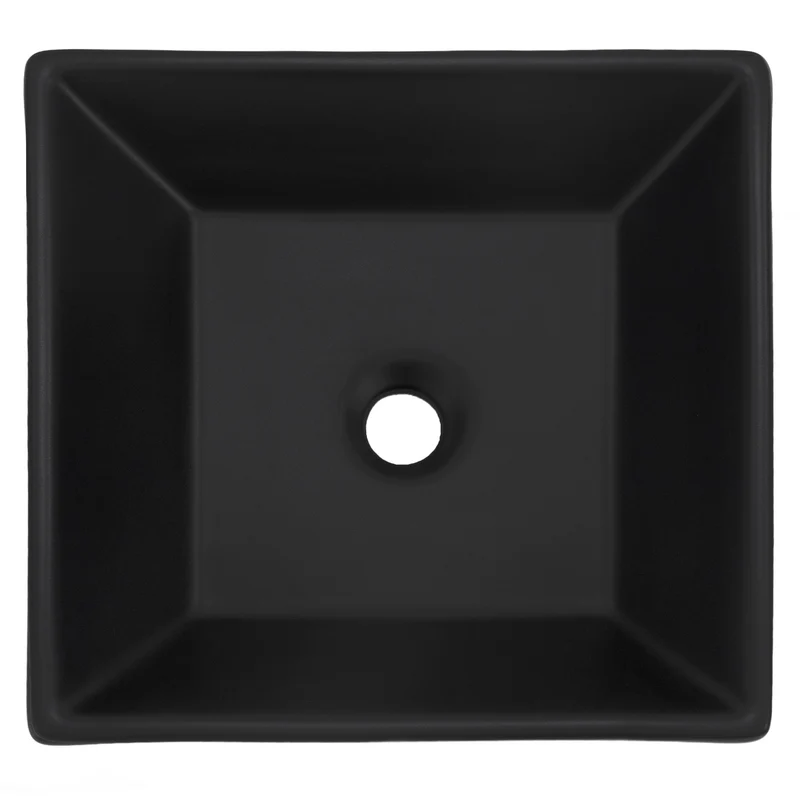 Waschbecken Quadratisch ohne Überlauf 41x41x12 cm Schwarz aus Keramik LuxeBath