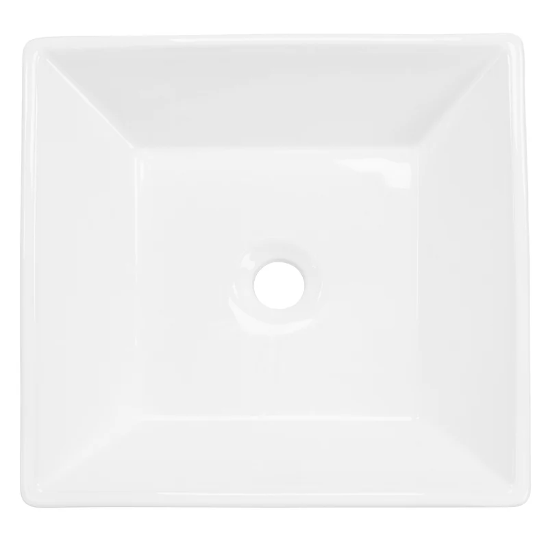 Waschbecken Quadratisch ohne Überlauf 41x41x12 cm Weiß aus Keramik LuxeBath