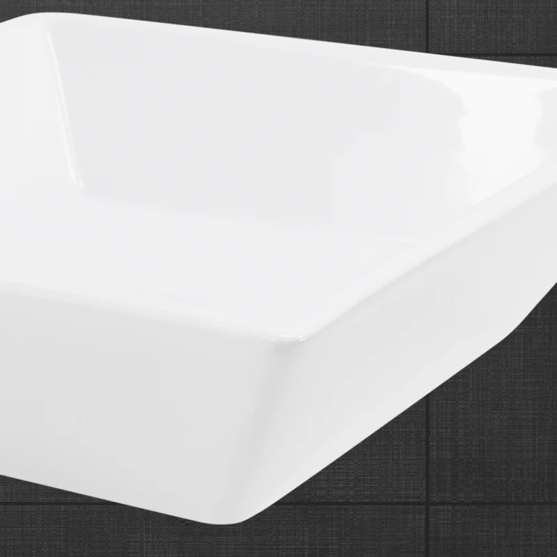 Waschbecken Quadratisch ohne Überlauf 41x41x12 cm Weiß aus Keramik LuxeBath
