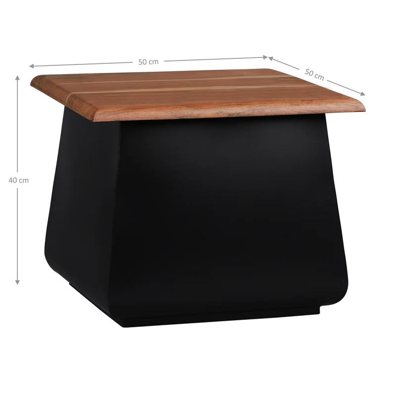 Beistelltisch 50x40x50 cm Schwarz/Natur aus Akazienholz und Metall WOMO-Design