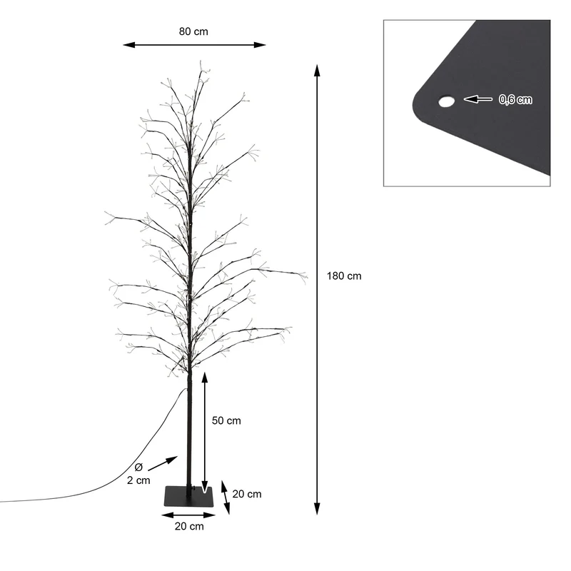 LED Weihnachtsdeko Baum 180 cm mit 480 warmweißen LEDs