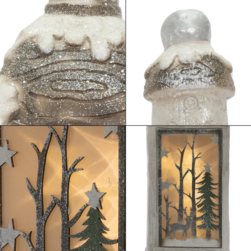 LED Weihnachtslaterne Warmweiße LED-Beleuchtung 60 cm aus Polyresin
