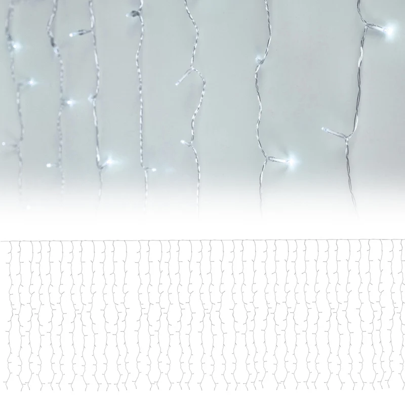 LED Lichtervorhang 2m Kaltweiß mit 240 LED aus PVC