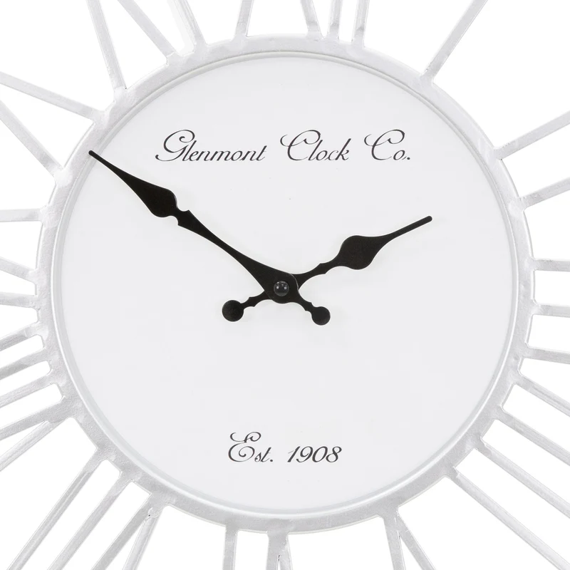 Große Wanduhr Ø 85 cm Weiß/Natur aus Holz mit römischen Ziffern WOMO-Design