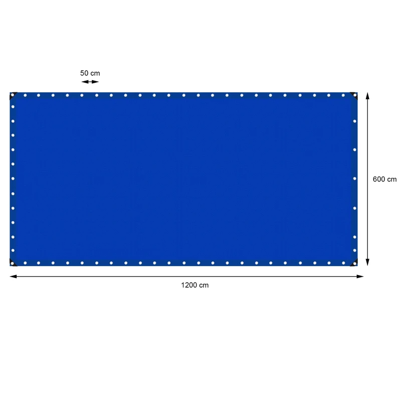 Abdeckplane Gewebeplane mit Ösen 6x12 m 260g/m² in Blau aus PE