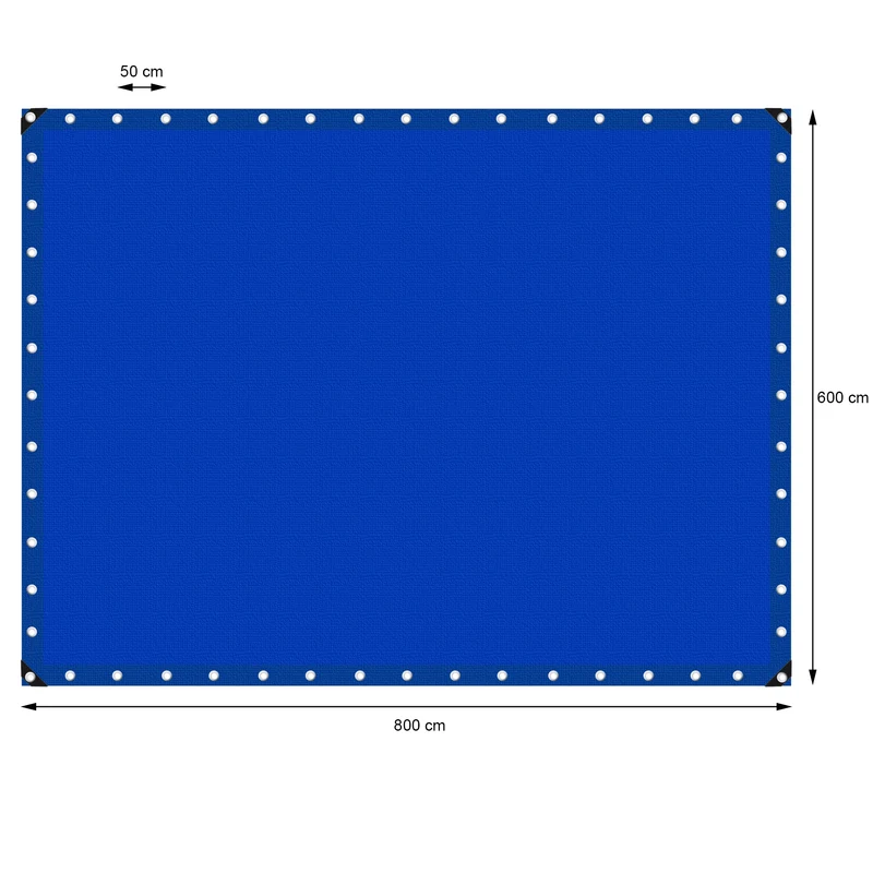 Abdeckplane Gewebeplane mit Ösen 6x8 m 260g/m² in Blau aus PE